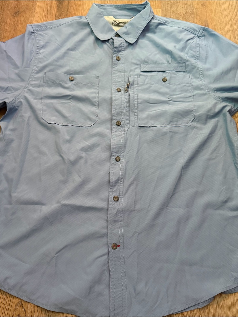 NEW Coleman Women Fishing Short Sleeve Button-Up Shirt - Light Blue